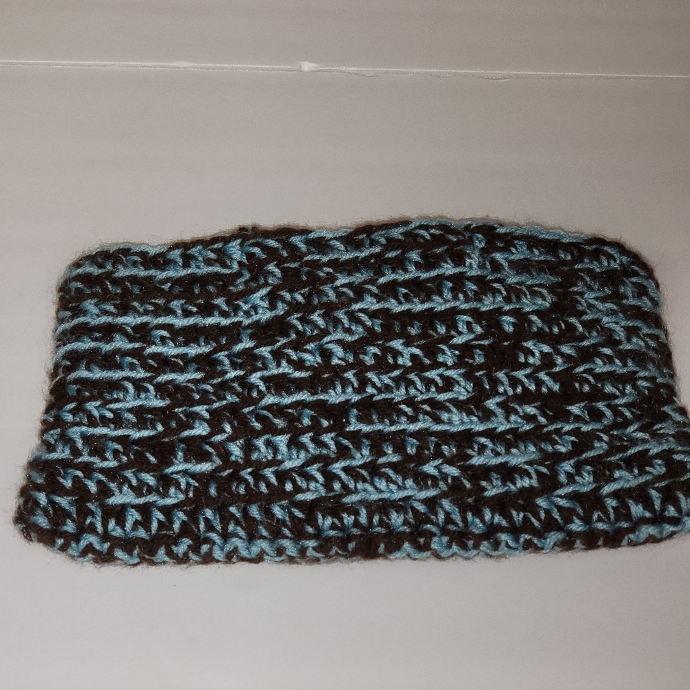 Homemade Blue and Black Crochet Wristlet Clutch Purse